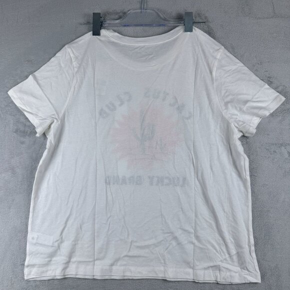 Lucky Brand Graphic T Shirt Top Crew Neck Cactus Club Womens White Size X Large - Picture 5 of 11